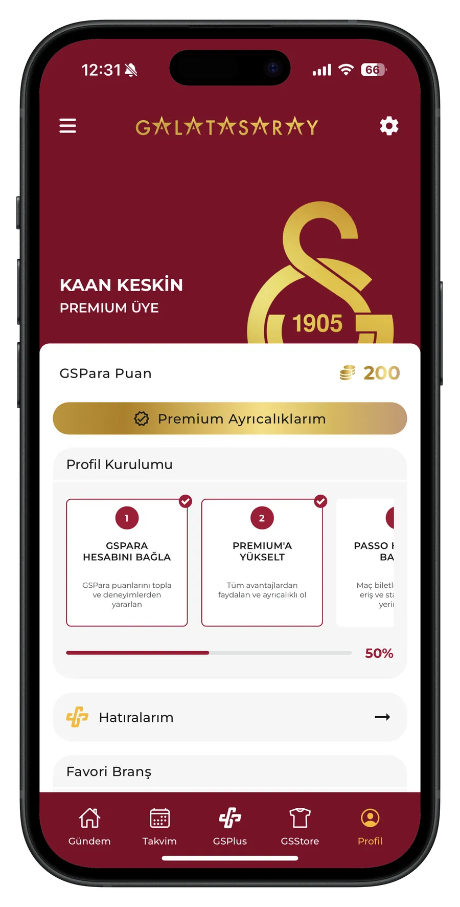 Galatasaray FanOS client app screen