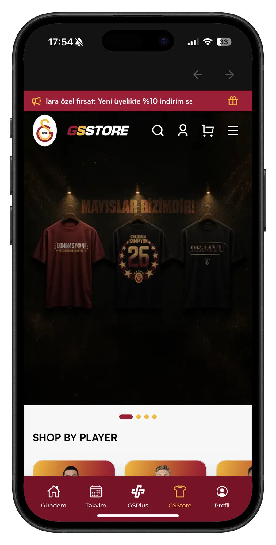 Galatasaray FanOS client app screen